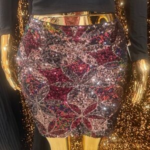 Guess Multicolor Sequin Pencil Skirt